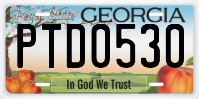 GA license plate PTD0530