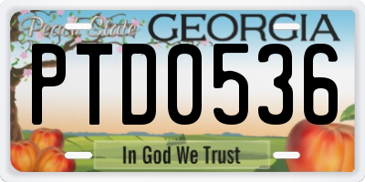 GA license plate PTD0536