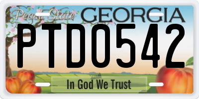 GA license plate PTD0542