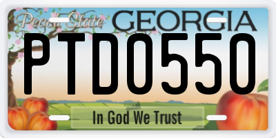 GA license plate PTD0550