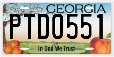 GA license plate PTD0551