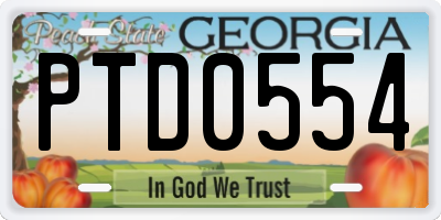 GA license plate PTD0554