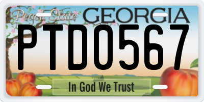 GA license plate PTD0567