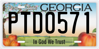 GA license plate PTD0571
