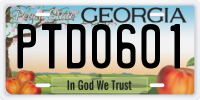 GA license plate PTD0601