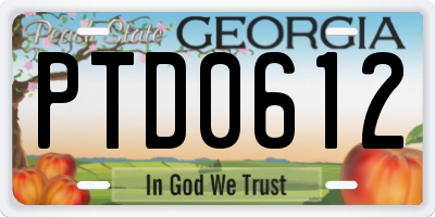 GA license plate PTD0612