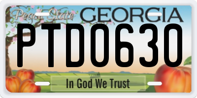 GA license plate PTD0630