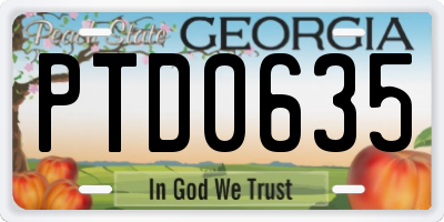 GA license plate PTD0635