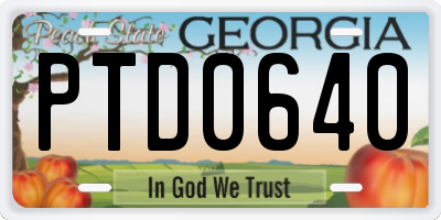 GA license plate PTD0640