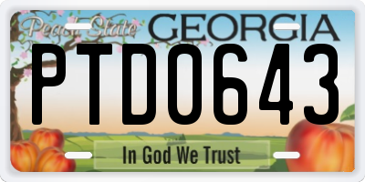 GA license plate PTD0643