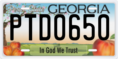 GA license plate PTD0650