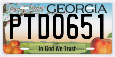 GA license plate PTD0651