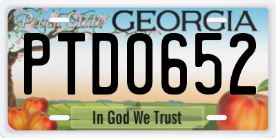 GA license plate PTD0652