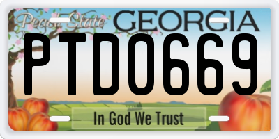 GA license plate PTD0669