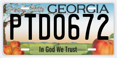 GA license plate PTD0672