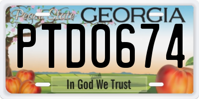 GA license plate PTD0674