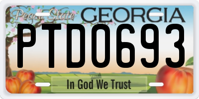 GA license plate PTD0693