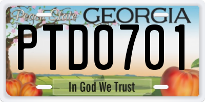 GA license plate PTD0701