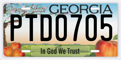 GA license plate PTD0705