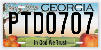 GA license plate PTD0707