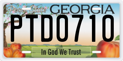 GA license plate PTD0710