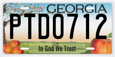 GA license plate PTD0712