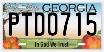 GA license plate PTD0715