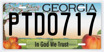 GA license plate PTD0717