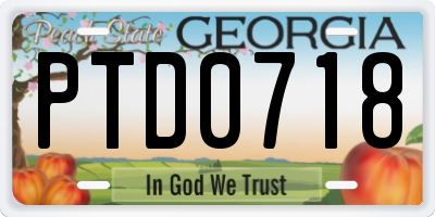 GA license plate PTD0718