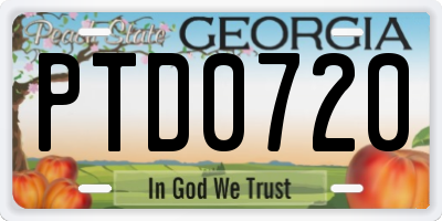 GA license plate PTD0720