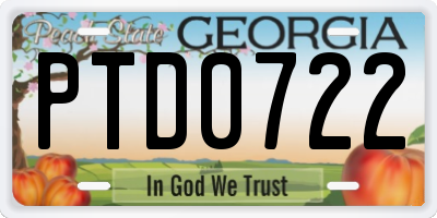 GA license plate PTD0722