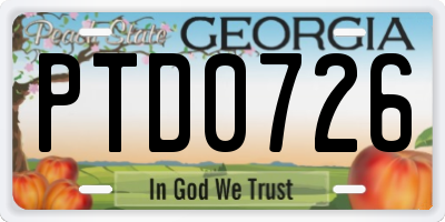 GA license plate PTD0726