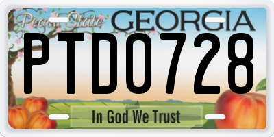 GA license plate PTD0728