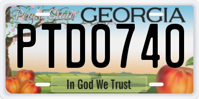 GA license plate PTD0740