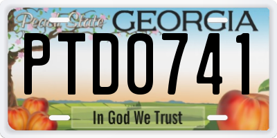 GA license plate PTD0741