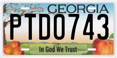 GA license plate PTD0743