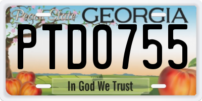 GA license plate PTD0755