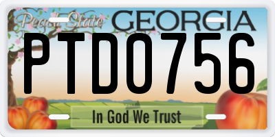 GA license plate PTD0756