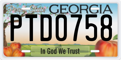 GA license plate PTD0758