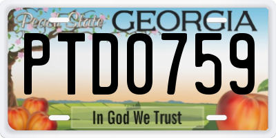 GA license plate PTD0759