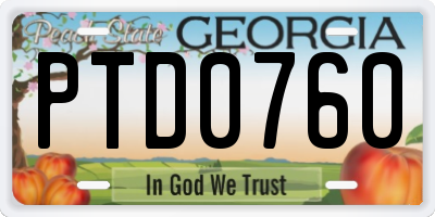 GA license plate PTD0760
