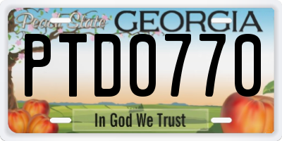 GA license plate PTD0770