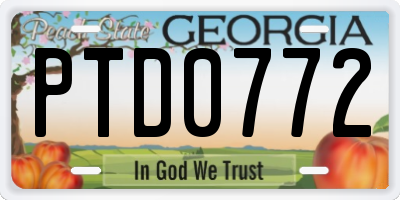 GA license plate PTD0772