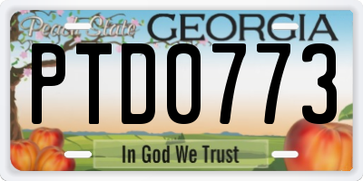 GA license plate PTD0773