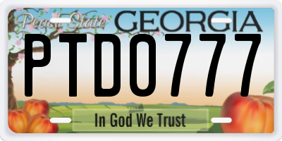 GA license plate PTD0777
