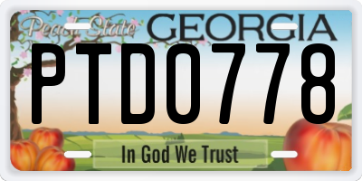 GA license plate PTD0778
