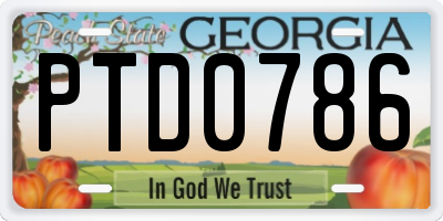 GA license plate PTD0786