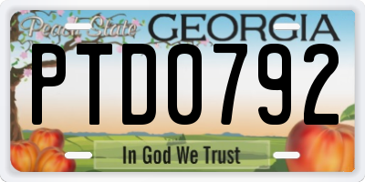 GA license plate PTD0792