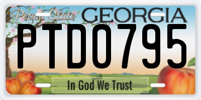 GA license plate PTD0795