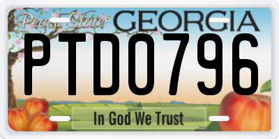 GA license plate PTD0796